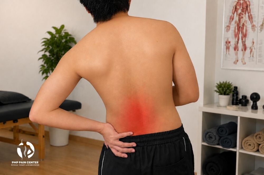 Treating lower back pain in physical therapy clinic